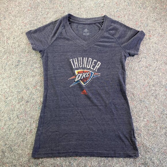 adidas Tops - Adidas OKC Thunder Basketball Womens Cap Sleeve Blue T-Shirt Size M